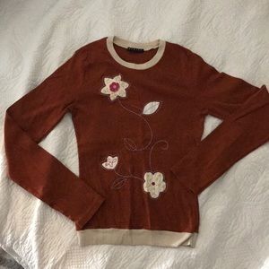 Long-Sleeved Ringer with Embroidered Flowers